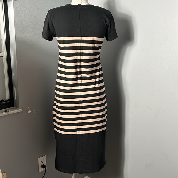 J Crew Dress Womens Black Crew Neck Short Sleeve Striped Cotton size S - Picture 9 of 10